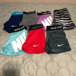7 pair lot Nike spandex shorts